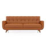 Wave Leatherette Sofa Set - Luxe Maple