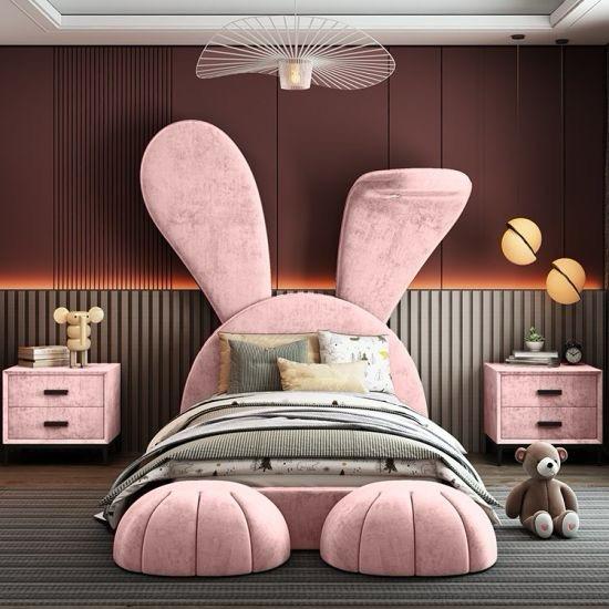 Big Bunny Premium Upholstered Bed in Suede Pink