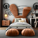 Big Bunny Premium Upholstered Bed in Suede Orange