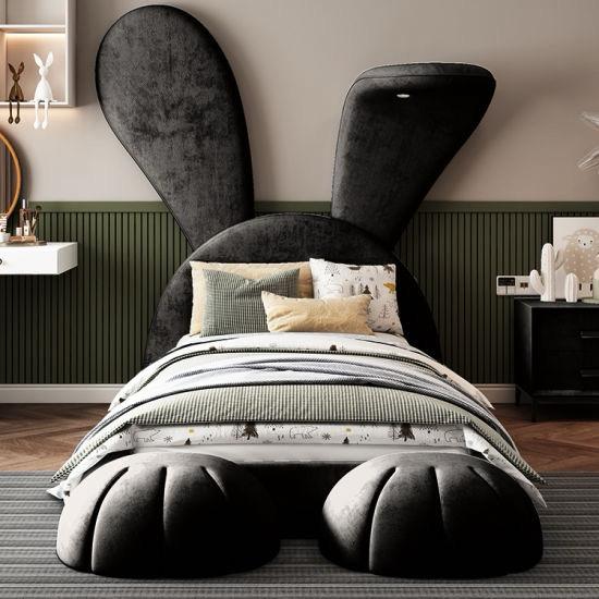 Big Bunny Premium Upholstered Bed in Suede Black
