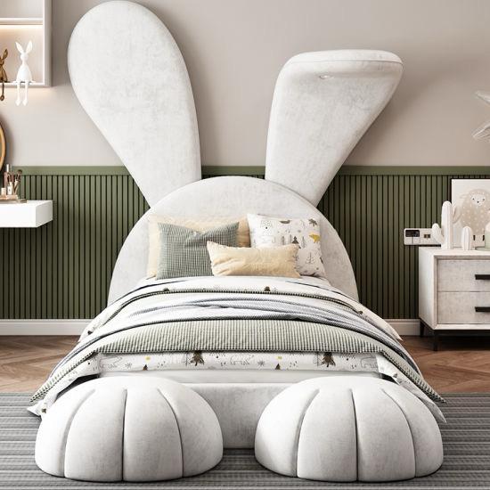 Big Bunny Premium Upholstered Bed in Suede White