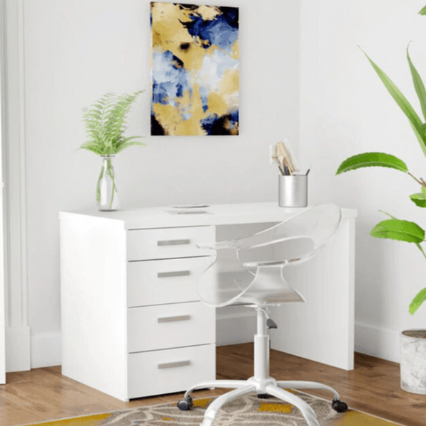 Class Apart Study Table in White Colour - Luxe Maple