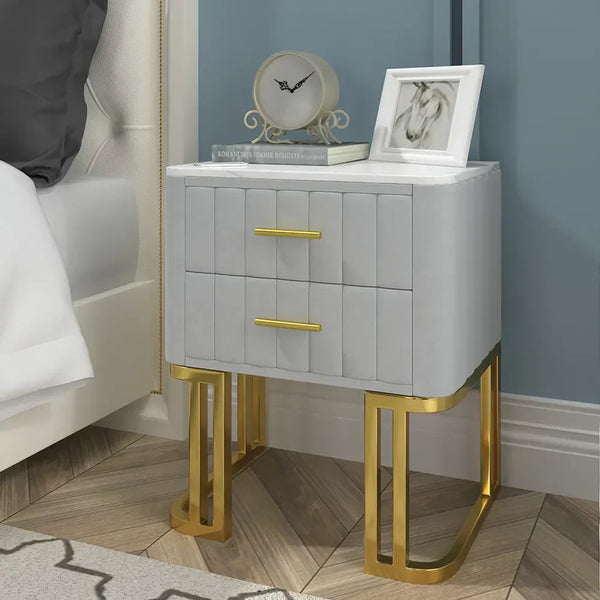Gello Side Table in 2 Drawers in SS Frame.