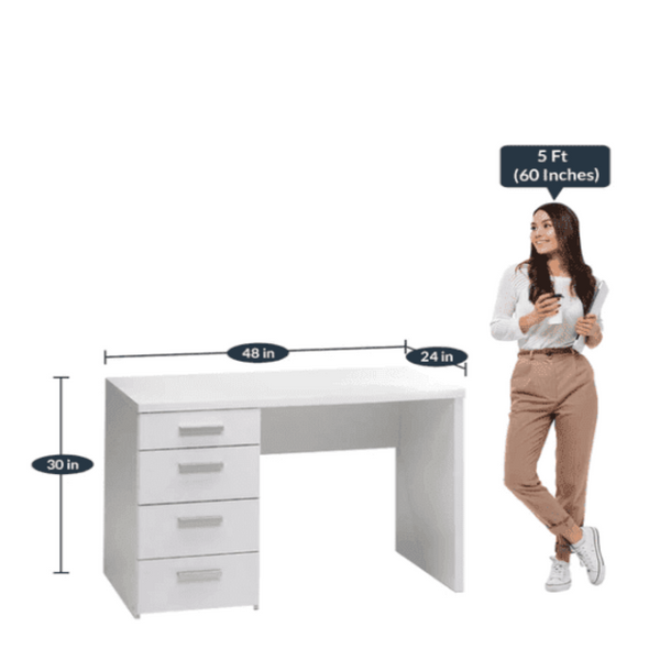 Class Apart Study Table in White Colour - Luxe Maple