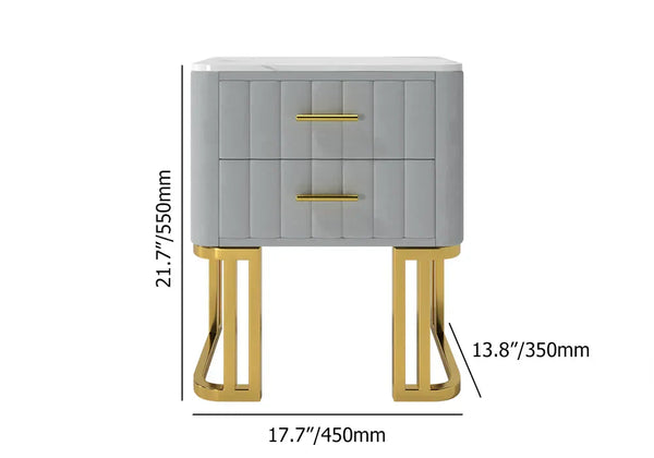 Gello Side Table in 2 Drawers in SS Frame.