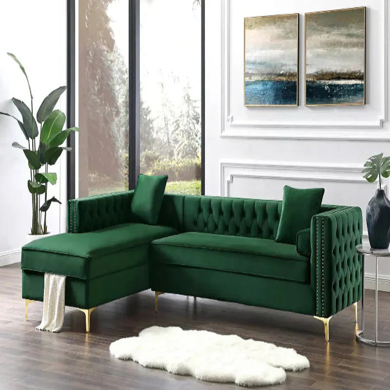 Orzo Luxury Chesterfield Sectional Sofa in Suede