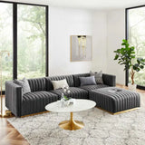 Unline Luxury Sectional Sofa in Suede Grey