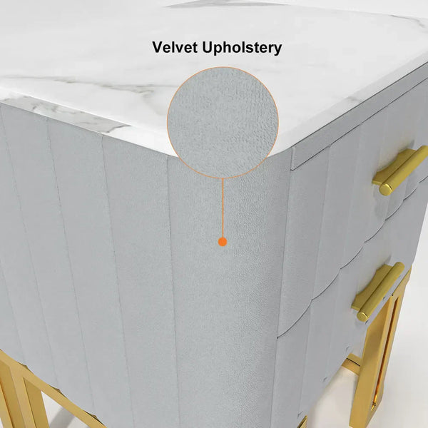 Gello Side Table in 2 Drawers in SS Frame.