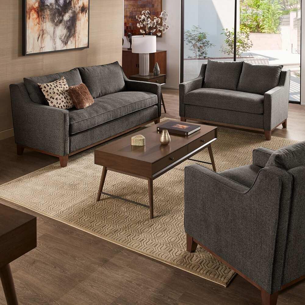Donald Luxury Straight Line Sofa Set Charcoal