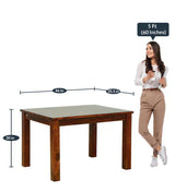 Umrao 4 Seater Dining Table in Honey Teak Color