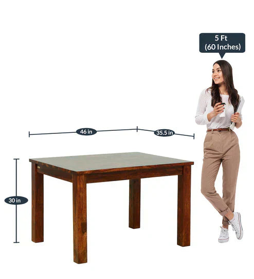 Umrao 4 Seater Dining Table in Honey Teak Color