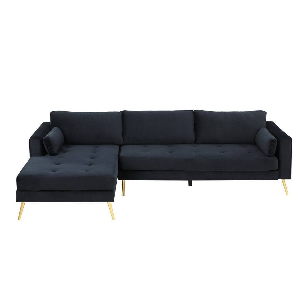 Volly One Couch Mid-century Sectional Sofa in Black