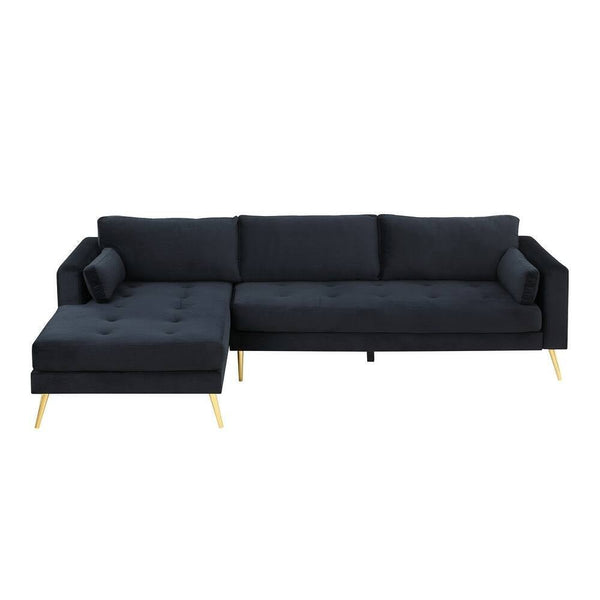 Volly One Couch Mid-century Sectional Sofa in Black - Luxe Maple