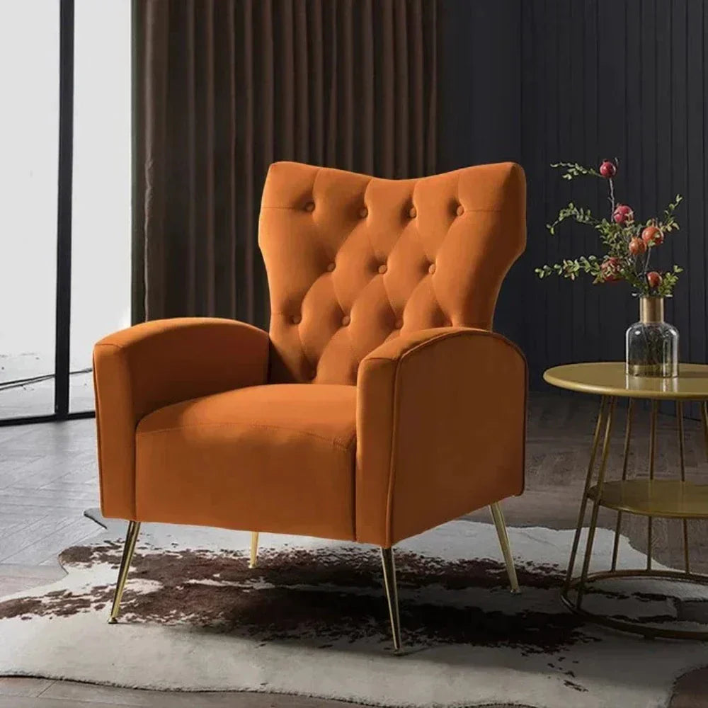 Jacky Chesterfield Chair in Suede Orange