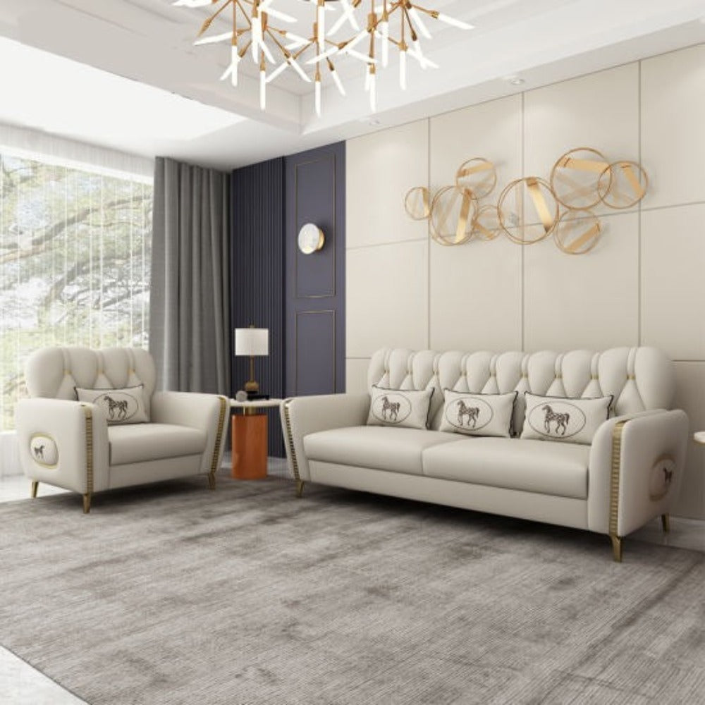 Asian Premium Straight Line Chesterfield Sofa Set in Leatherette