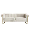 Glam Sofa Set in Beige With Golden SS Frame - Luxe Maple