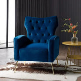 Jacky Chesterfield Chair in Suede Blue