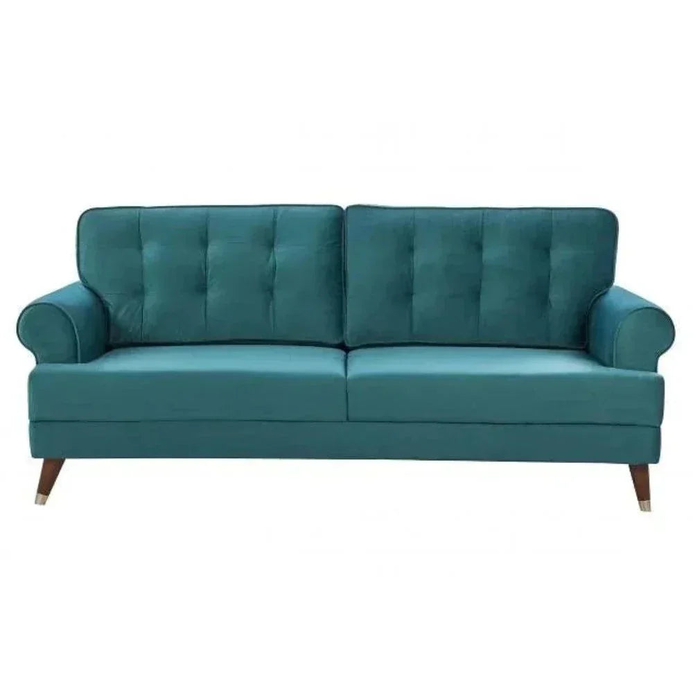 Mosco Straight Line Sofa Set In Suede 2 Seater Teal Blue