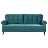 Mosco Straight Line Sofa Set In Suede 2 Seater Teal Blue