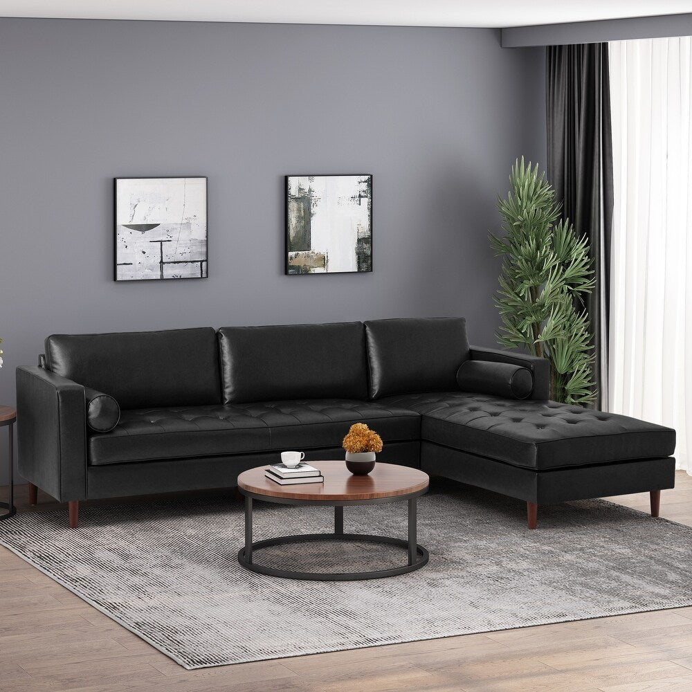 Depy Sectional Sofa Set in PU Leatherette Black