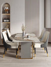 Volvo Luxury 6 Seater Dining Table in Golden Stainless Steel - Luxe Maple