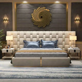 Casper Premium Upholstered Bed With Side Tables in Suede King Pro