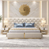 Casper Premium Upholstered Bed With Side Tables in Suede - Luxe Maple