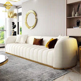 Western Luxury Modern Suede Sofa Set in Off White