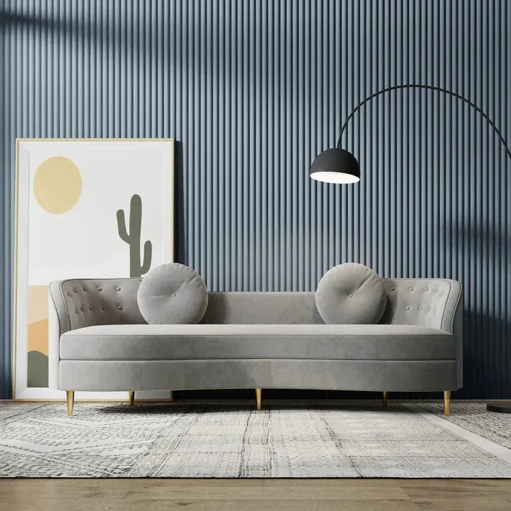 Perfecto Luxury Modern Suede Sofa Set Grey