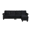 Delray Suede Sectional Sofa in Black - Luxe Maple