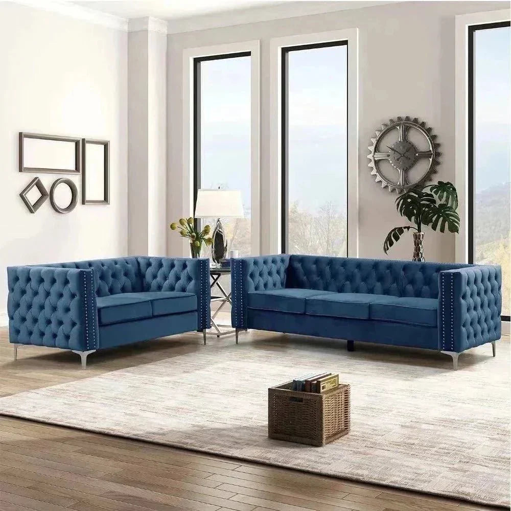 Livup Chesterfield Sofa Set Blue