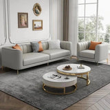 Flex Luxury Straight Line Sofa Set in Leatherette Grey