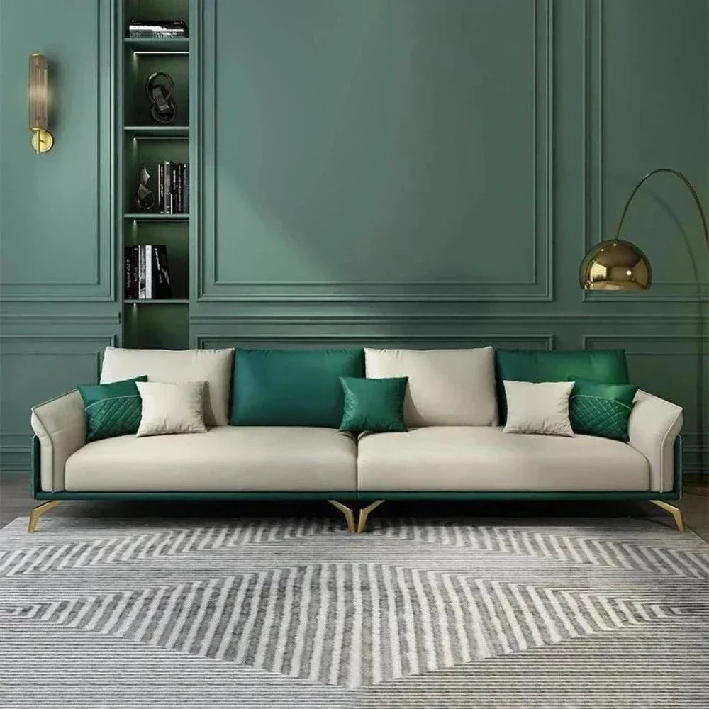 Mono Luxury Modern Sofa Sets In Leatherette 3 Seater Green