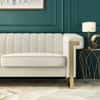 Glam Sofa Set in Beige With Golden SS Frame - Luxe Maple