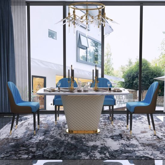 Mexican Luxury 6 Seater Dining Table White & Blue