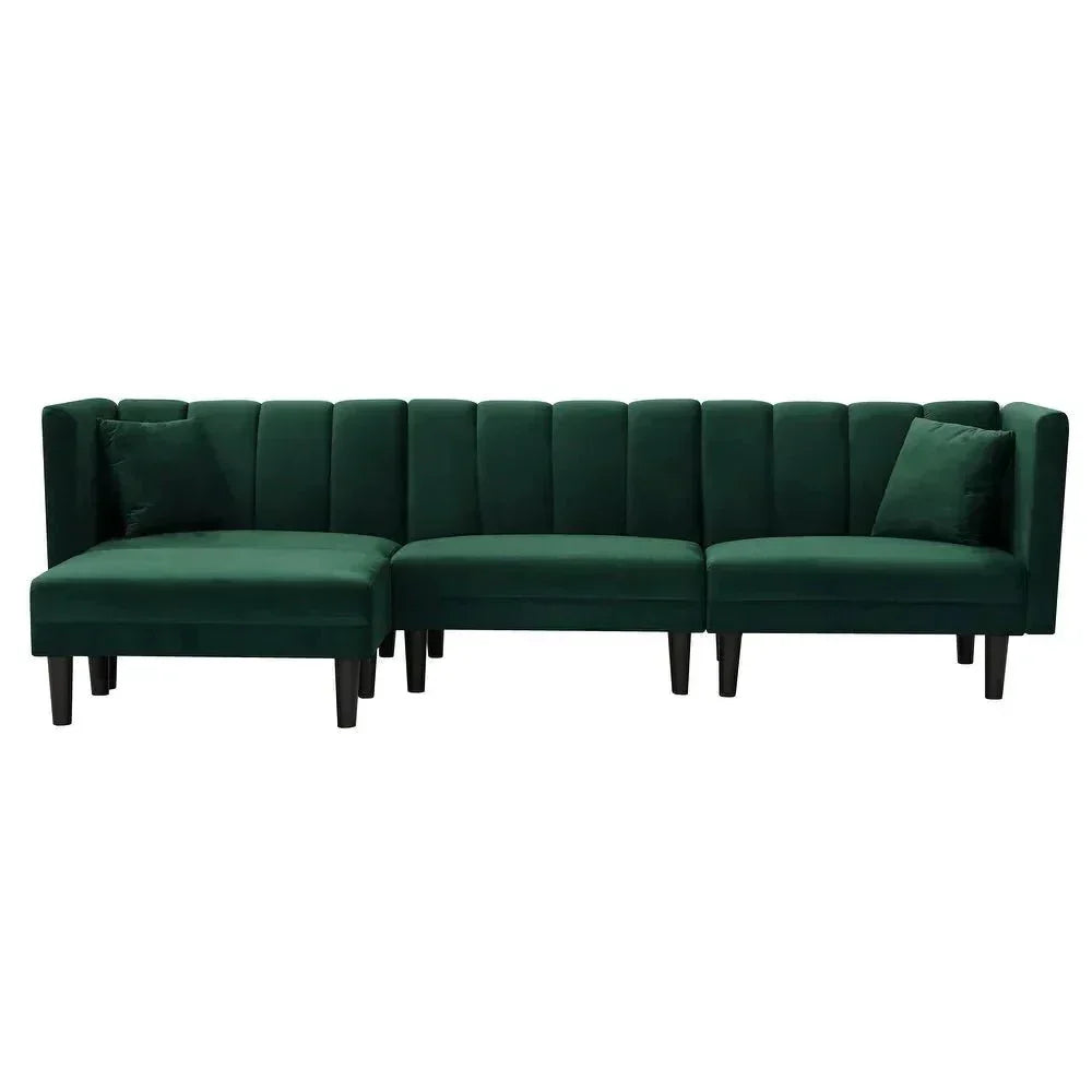 Yollo Suede Sectional Sofa in Green