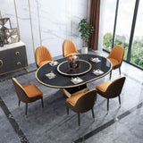 Practo Luxury 6 Seater Dining Table Black & Orange
