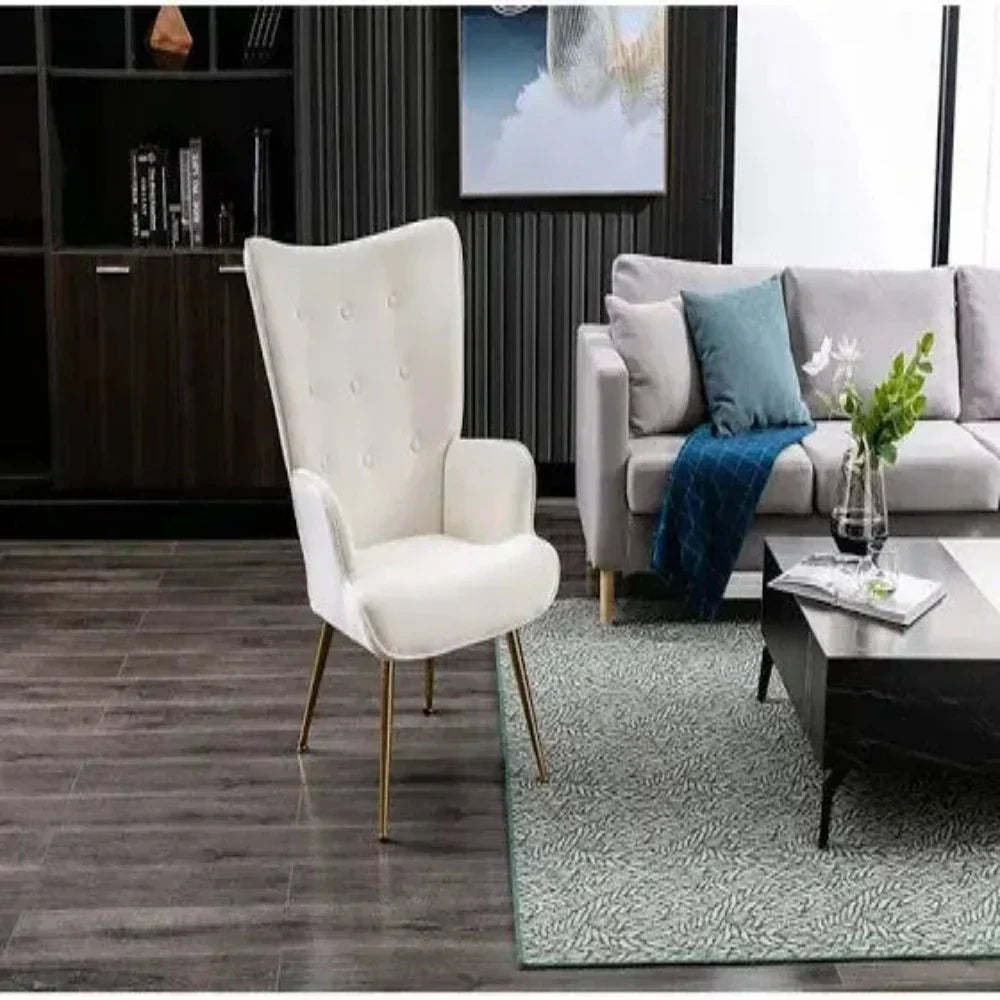 Kitty Button-Tufted Wingback Chair White