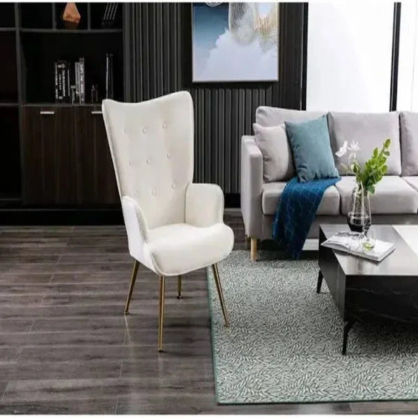 Kitty Button-Tufted Wingback Chair - Luxe Maple