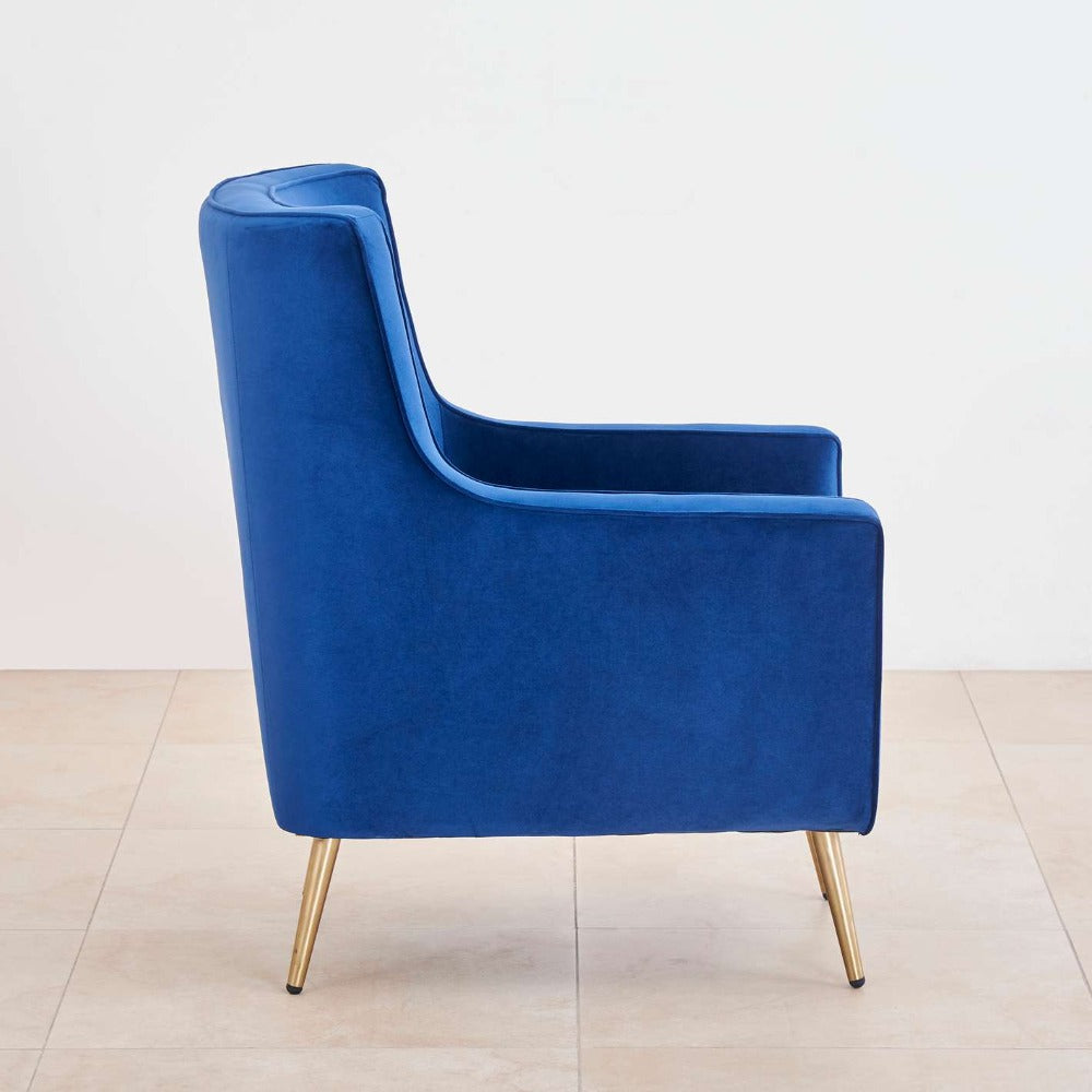 Tiktok Button-Tufted Wingback Chair In Blue
