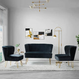 Beccy Luxury Straight Line Sofa Set Black