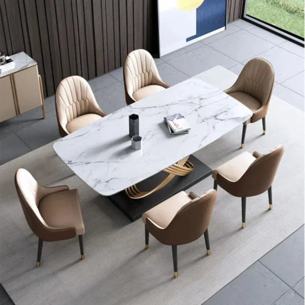 Inox Luxury 6 Seater Dining Table in Brown