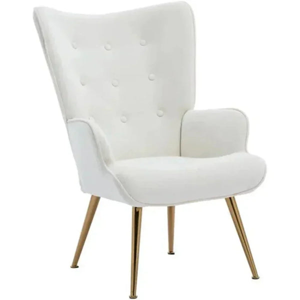 Kitty Button-Tufted Wingback Chair - Luxe Maple