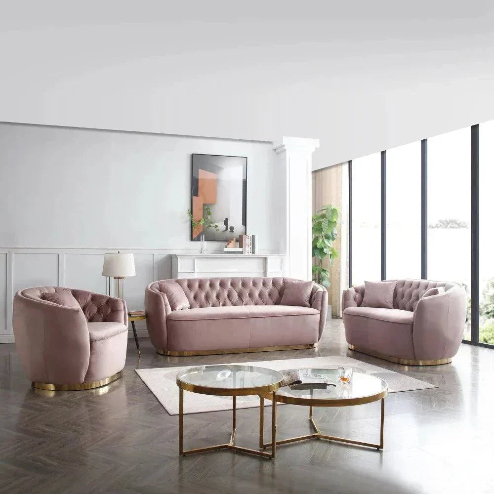 Rolex Chesterfield Suede Tufted Sofa Set 3+2+2 Seater