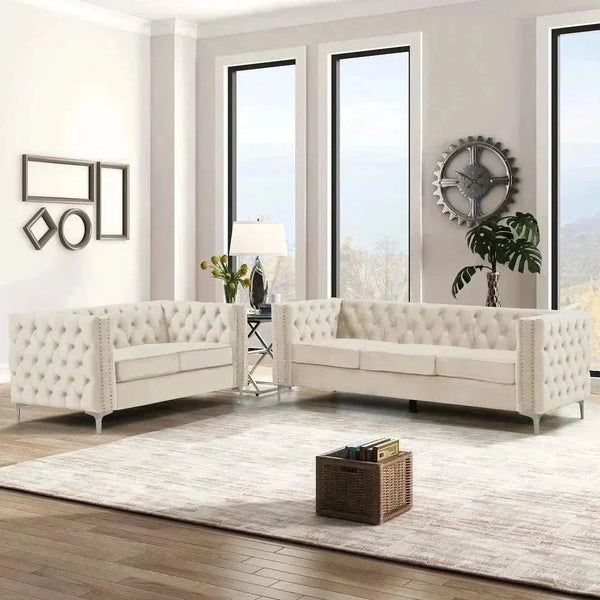 Livup Chesterfield Sofa Set - Luxe Maple