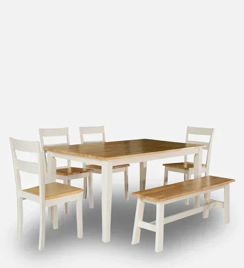 Smarty 6 Seater Dining Table in White Color - Luxe Maple