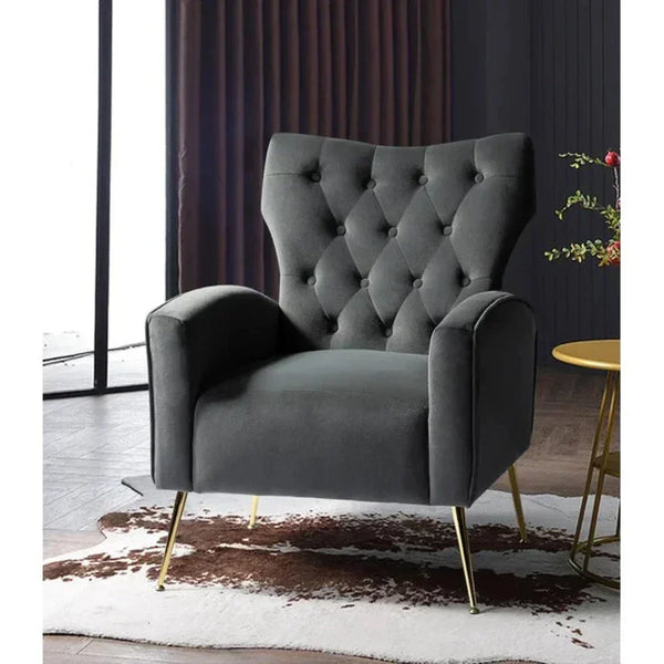 Jacky Chesterfield Chair in Suede - Luxe Maple