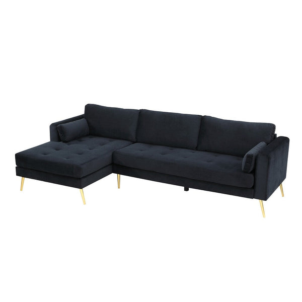 Volly One Couch Mid-century Sectional Sofa in Black - Luxe Maple