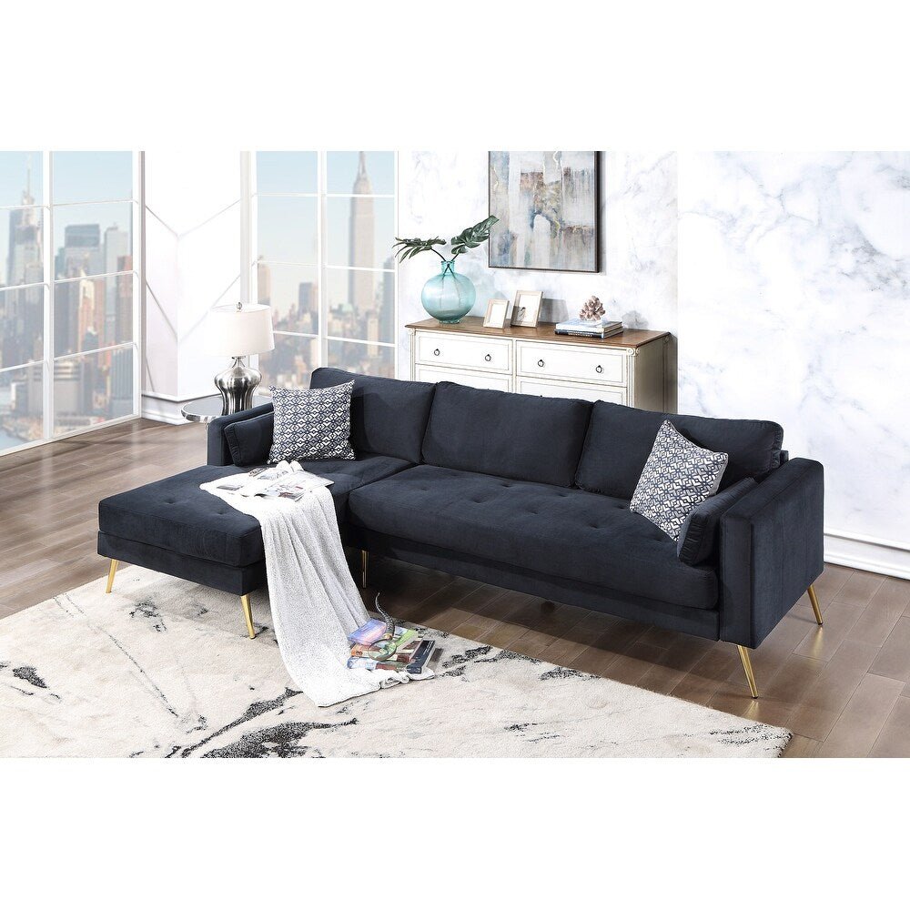 Volly One Couch Mid-century Sectional Sofa in Black