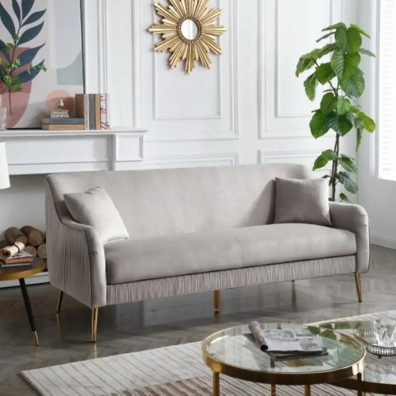 Lexis Luxury Mid-Century Sofa In Suede 3 Seater